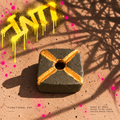 INTI 008 handmade sculptural incense holder in deep olive with hand-painted gold detailing
