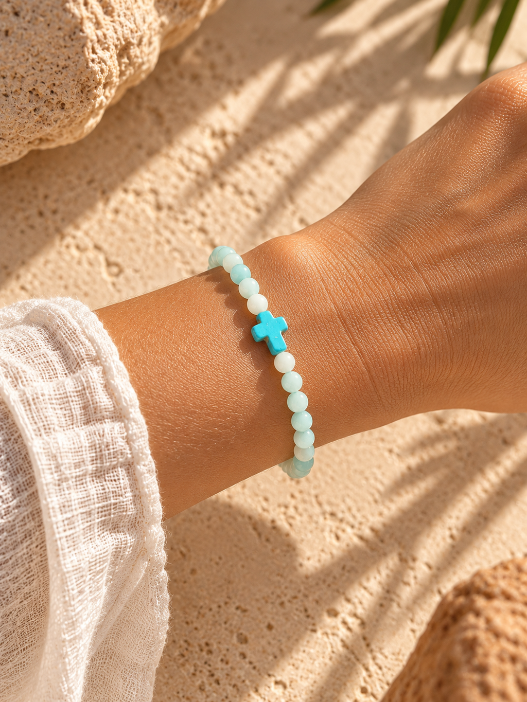 INTI Amazonite + Turquoise Resin Cross Bracelet