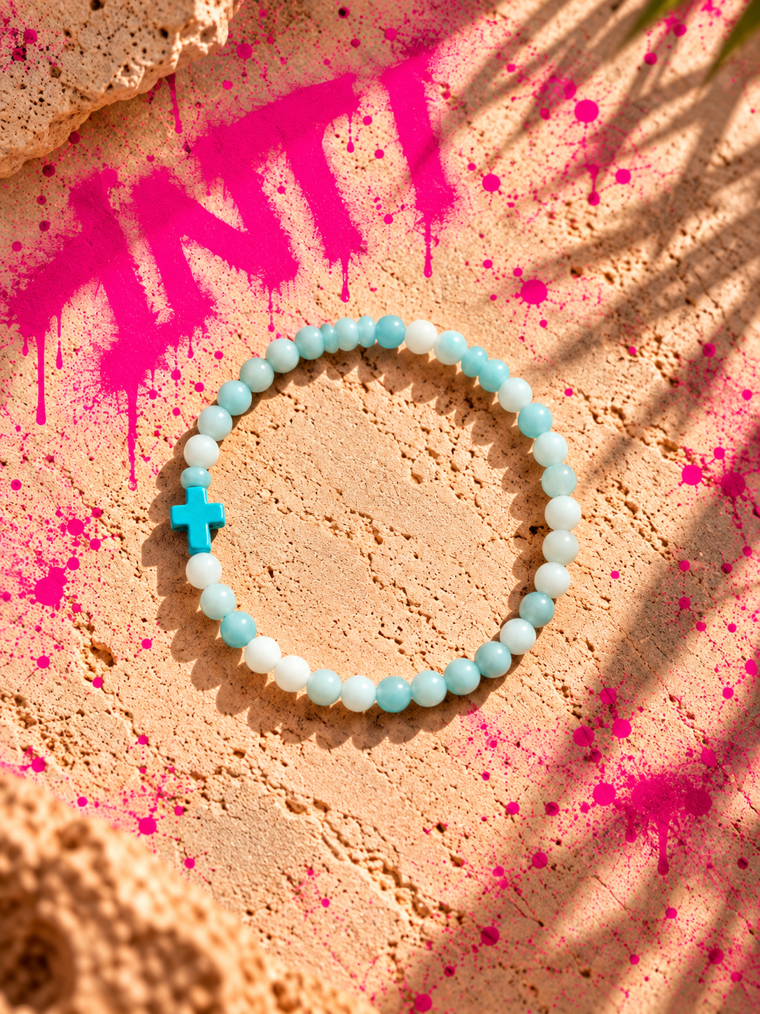 INTI Amazonite + Turquoise Resin Cross Bracelet